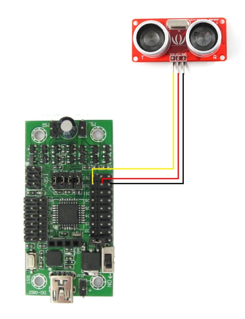 Connect the Ultrasonic sensor to D12